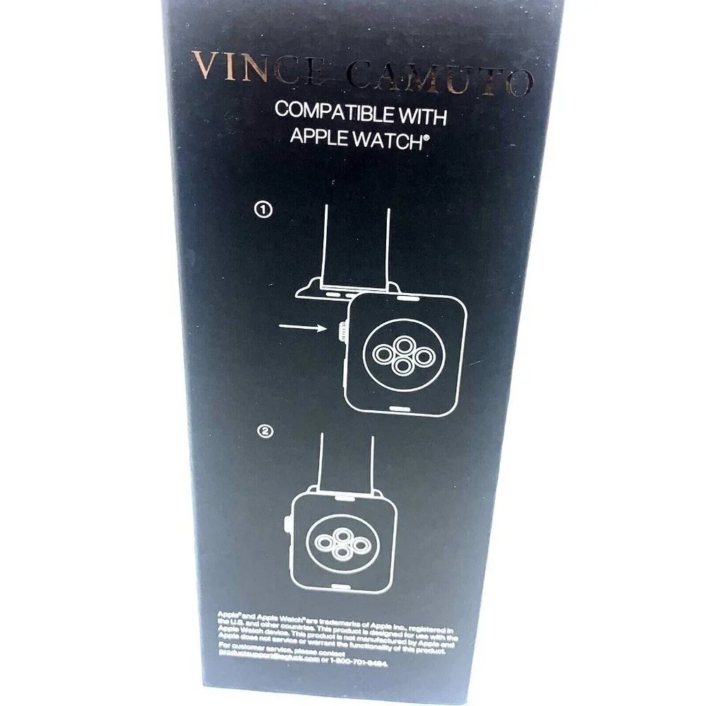 Vince Camuto Men's Apple Watch Band Black Rubber Strap 42/44/45mm